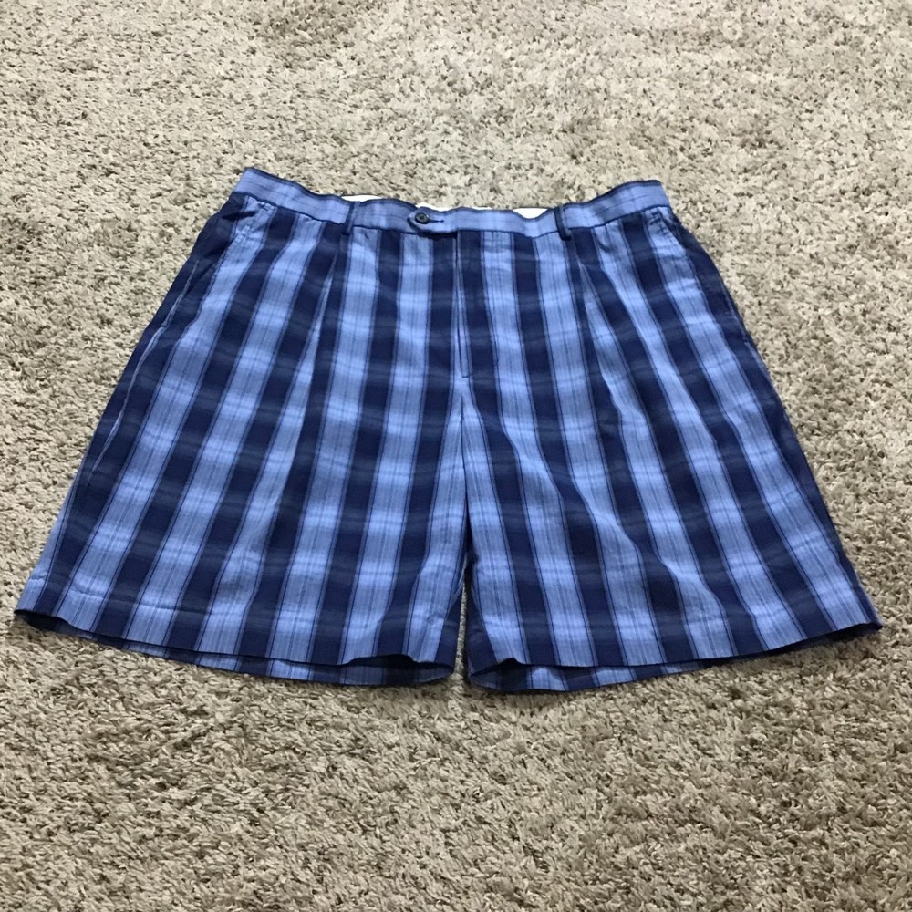 Daniel Cremieux Blue Plaid Dress Shorts Men's Size 38 Pleated Front